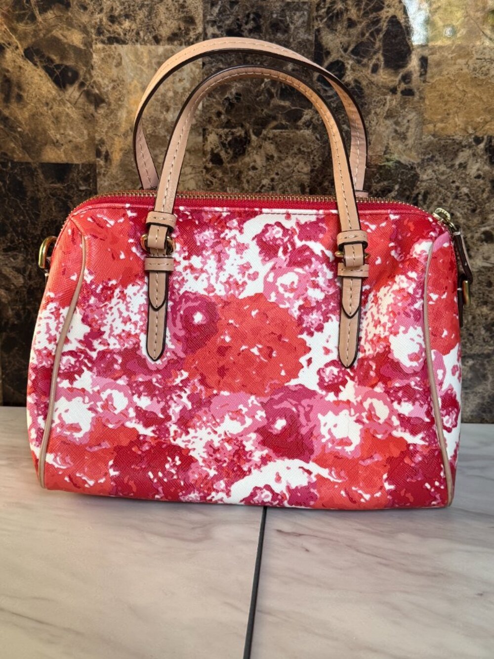 Peyton Mini Leather Bennett Floral Print Satchel & Matching Wristlet - Picture 4 of 11